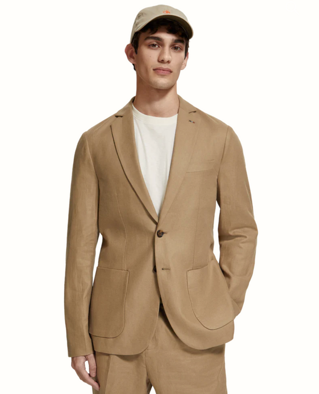 Scotch & Soda Unconstructed Single-Breasted Seastone Twill Blazer