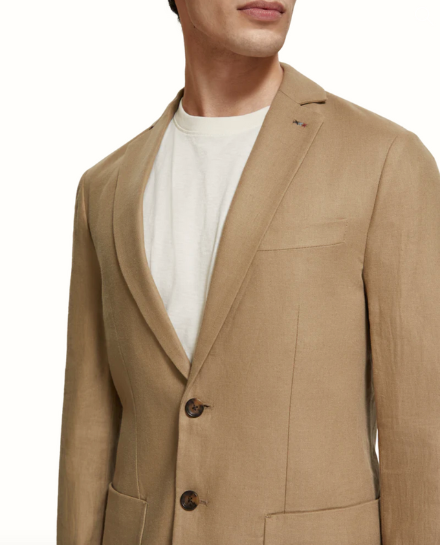 Scotch & Soda Unconstructed Single-Breasted Seastone Twill Blazer