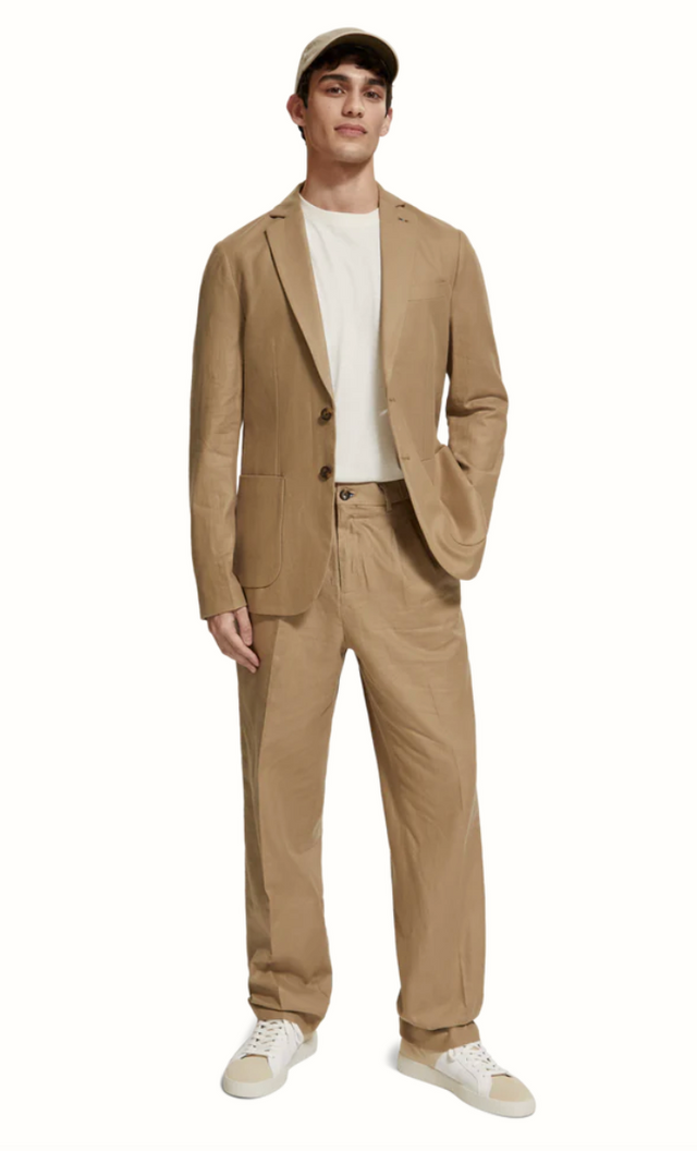 Scotch & Soda Unconstructed Single-Breasted Seastone Twill Blazer