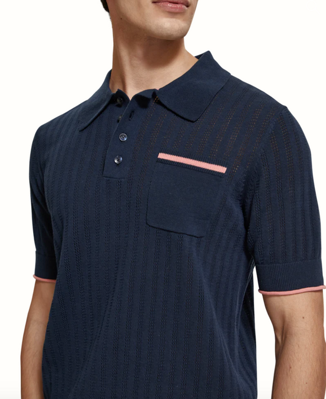 Scotch & Soda Openwork Polo Navy