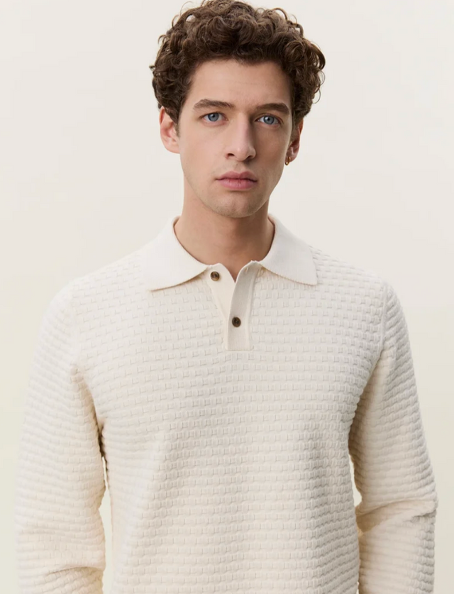 Les Deux Check Structure Knitted LS Polo