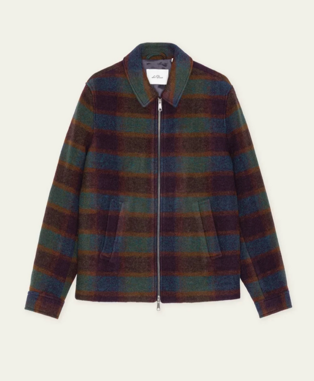 Les Deux Check Wool Zipper Rosin Green