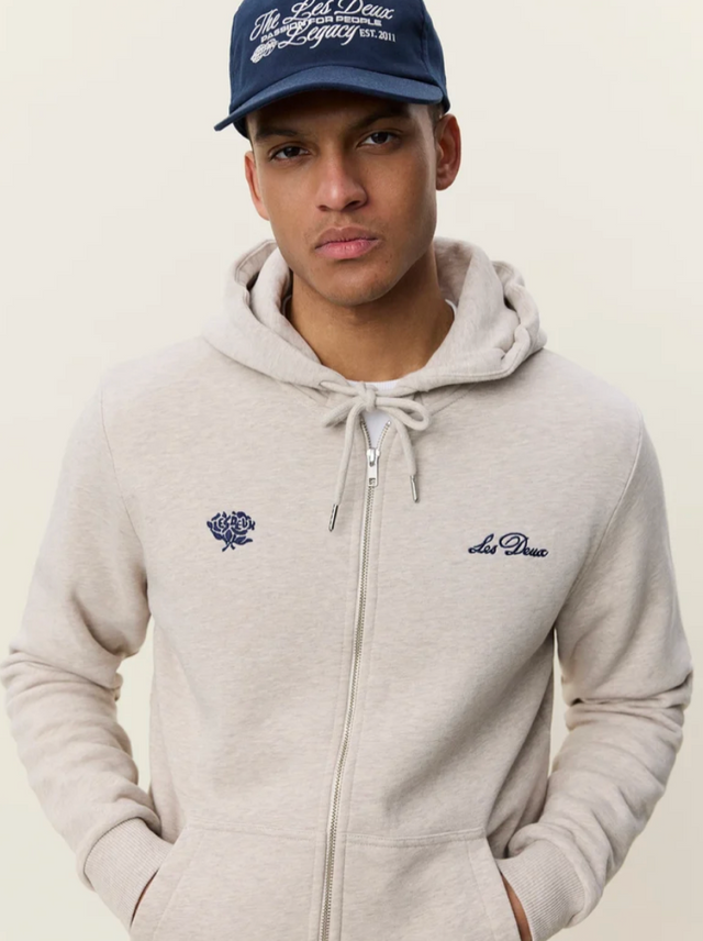 Les Deux Zipper Hoodie Light Sand Melange