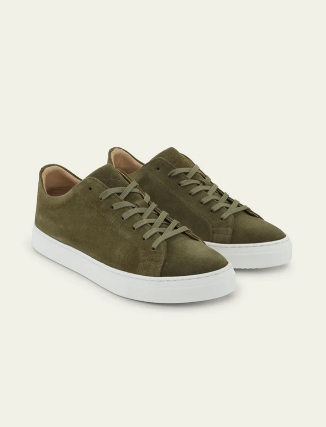 Les Deux Signature Suede Sneaker Rosin Green