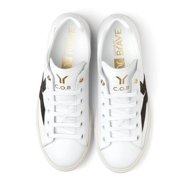 Culture of Brave Courage Mens Low Cut White Leather Sneaker