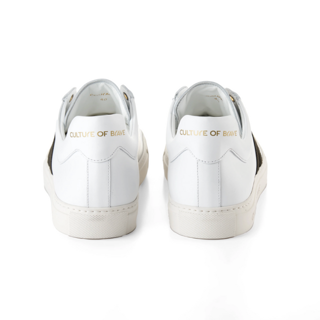 Culture of Brave Courage Mens Low Cut White Leather Sneaker