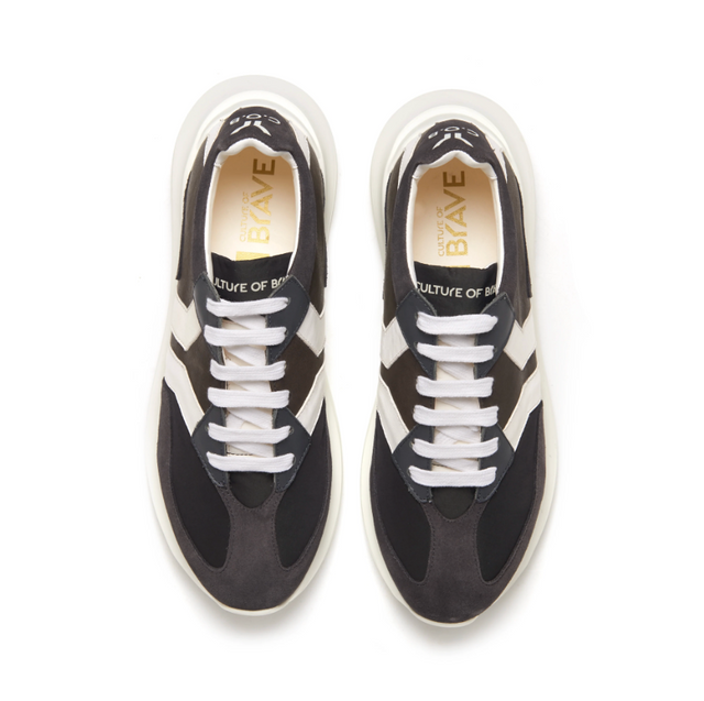 Culture of Brave Free Soul Mens Low Cut Leather Sneaker in Charcoal