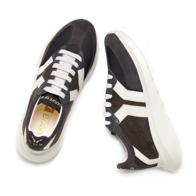 Culture of Brave Free Soul Mens Low Cut Leather Sneaker in Charcoal