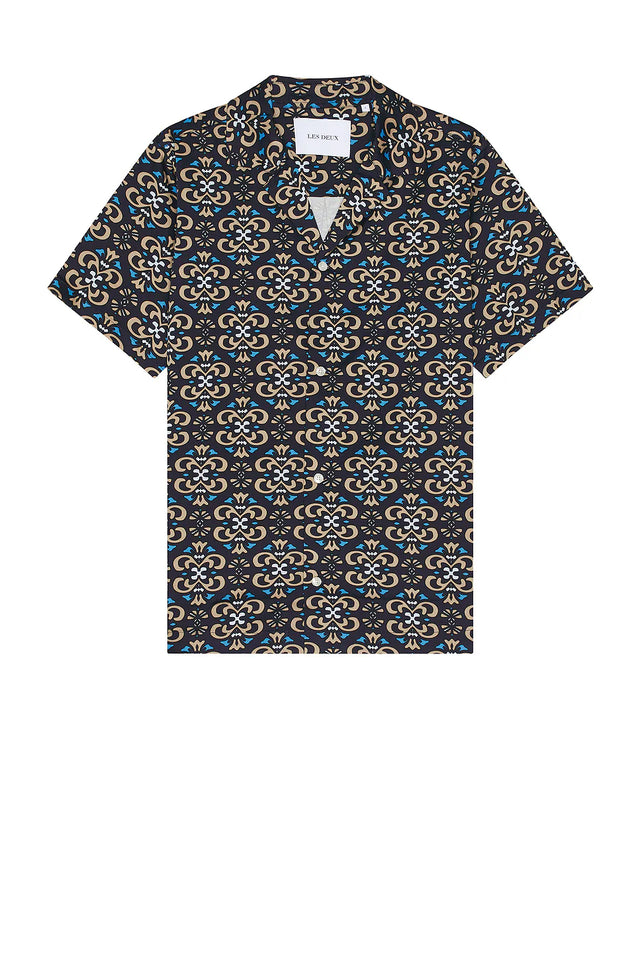 Les Deux Hendrix Shirt in dark Navy/Sand