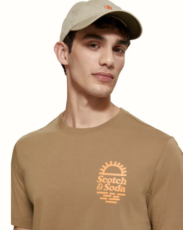 Scotch & Soda Left Chest Artwork Tee Taupe