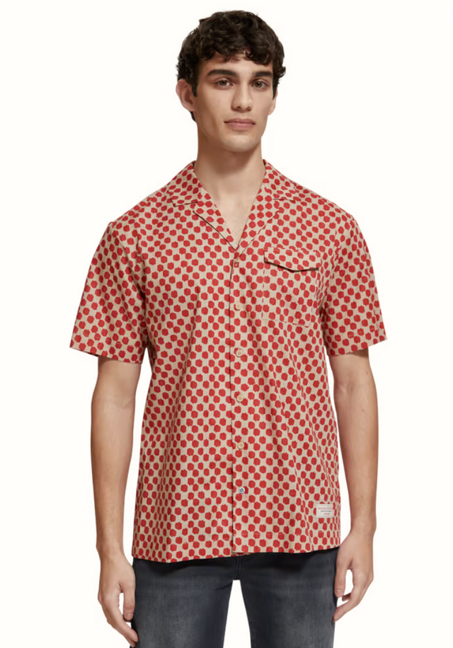 Scotch & Soda Printed Short Sleeve Shirt Polka Red Boat