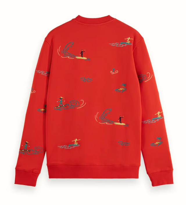 Scotch & Soda All Over Embroidery Sweatshirt Boat Red