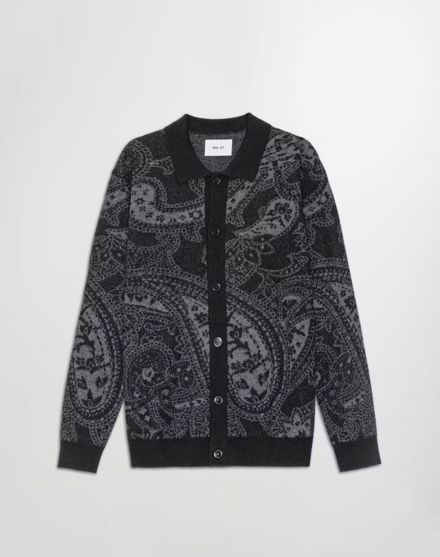 NN.07 Emerson Boiled Wool Paisley Print Cardigan