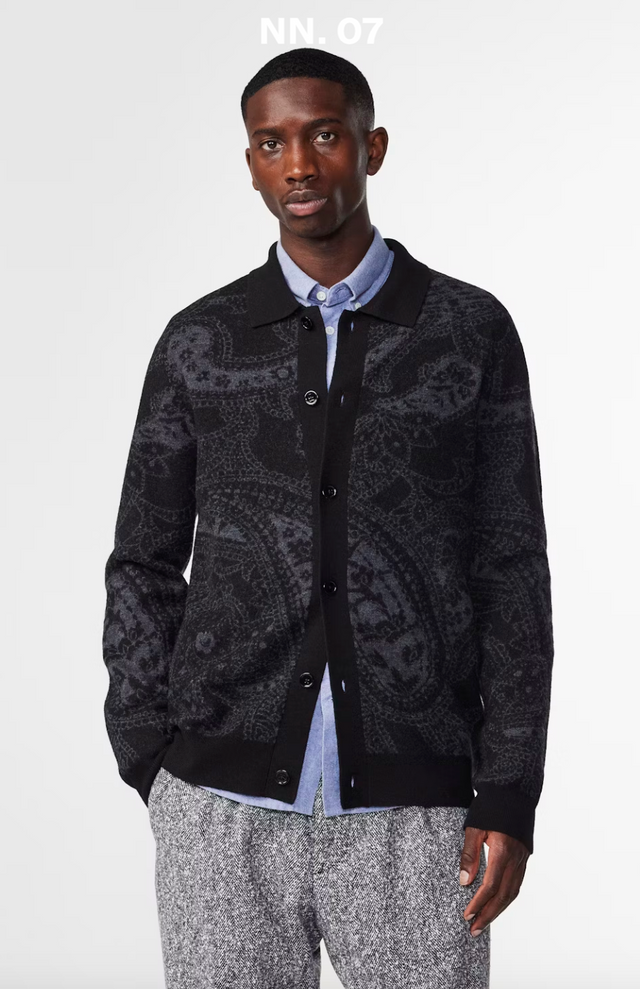 NN.07 Emerson Boiled Wool Paisley Print Cardigan