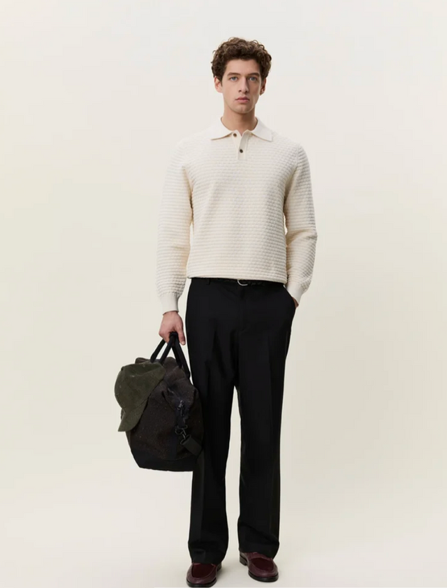 Les Deux Check Structure Knitted LS Polo