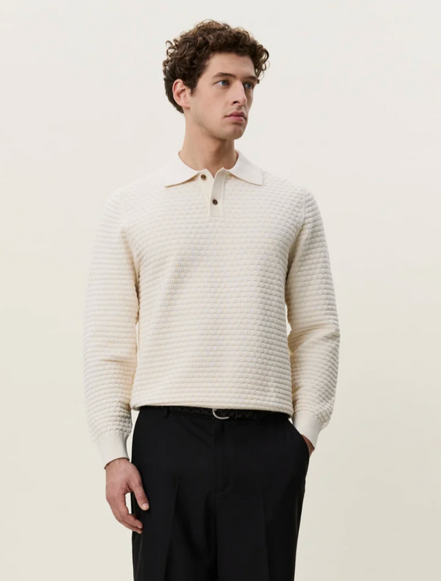 Les Deux Check Structure Knitted LS Polo