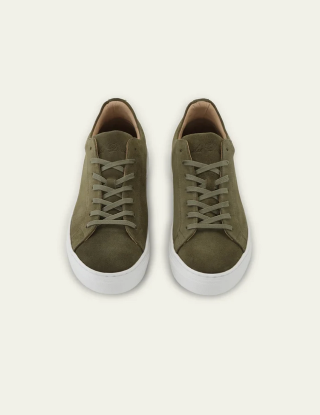 Les Deux Signature Suede Sneaker Rosin Green