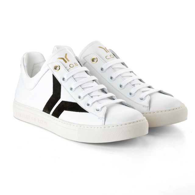 Culture of Brave Courage Mens Low Cut White Leather Sneaker