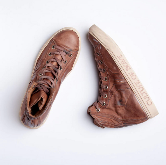 Culture of Brave Individual Courage Mid Cut Brown Leather Sneaker