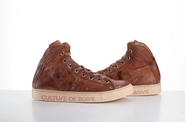 Culture of Brave Individual Courage Mid Cut Brown Leather Sneaker