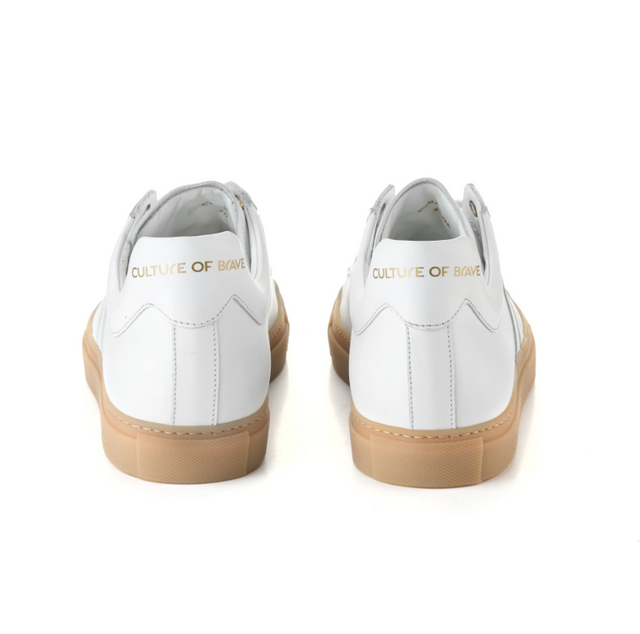 Culture of Brave Low Cut White Leather Gum Sole Sneaker